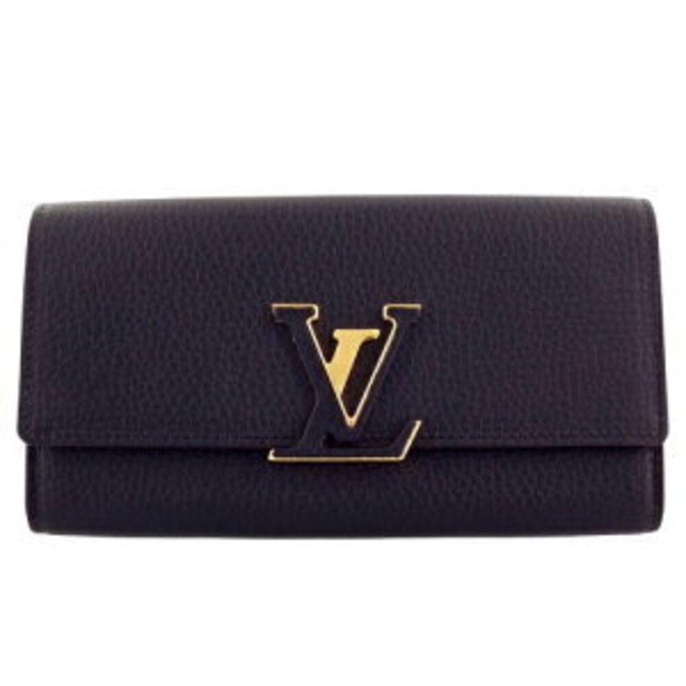 Louis Vuitton Long Wallet Taurillon Portefeuille Wallet Capucines Noir Black